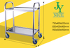 Chariot utilitaire robuste pour outils de stockage d'entrepôt à 2 niveaux, chariot médical d'anesthésie en acier inoxydable à 3 couches pour hôpital