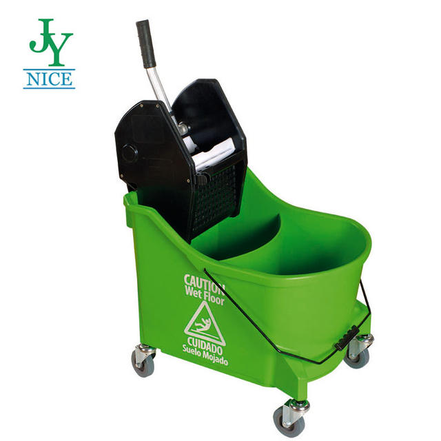 46 pintes.Presse latérale en plastique vert de haute qualité, essoreuse de nettoyage, seau de vadrouille robuste pour lieux publics