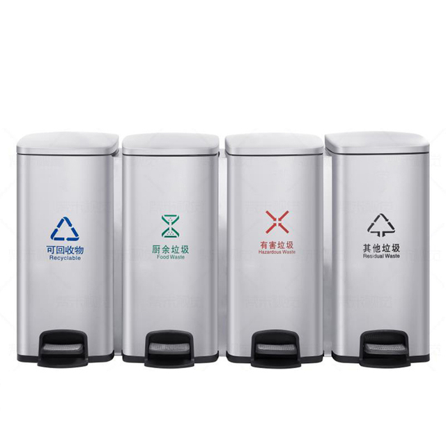 Recyclage Double poubelle de cuisine poubelle en bois poubelle de cuisine en acier inoxydable