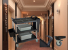Livraison de repas d'hôtel 3 couches chariot de nourriture avec boîte à couverts cuisine de cantine quatre roues chariot utilitaire de Service en plastique gris noir