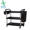 Livraison de repas d'hôtel 3 couches chariot de nourriture avec boîte à couverts cuisine de cantine quatre roues chariot utilitaire de Service en plastique gris noir
