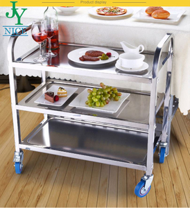 Chariot utilitaire de service de vin de thé de compagnie aérienne robuste à 3 niveaux, chariot de pansement médical d'hôpital en acier inoxydable à 4 couches