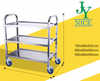 Chariot utilitaire robuste pour outils de stockage d'entrepôt à 2 niveaux, chariot médical d'anesthésie en acier inoxydable à 3 couches pour hôpital